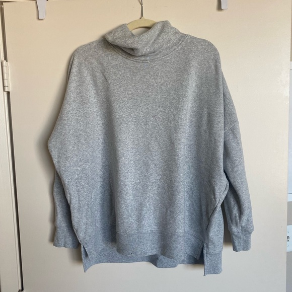 Gray Funnel Neck Sweatshirt | Oversized Cozy Pullover - Picture 2 of 3